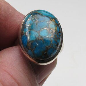 $350 Sterling Silver Copper Turquoise Ring